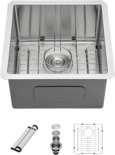 Miniatura 12 de Sarlai - Fregadero de cocina, de 30 x 18 pulgadas, empotrado, simple, de acero inoxidable calibre 16