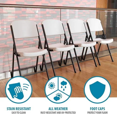 Miniatura 6 de Lifetime Silla plegable contorneada de grado comercial, color blanco (paquete de 4)