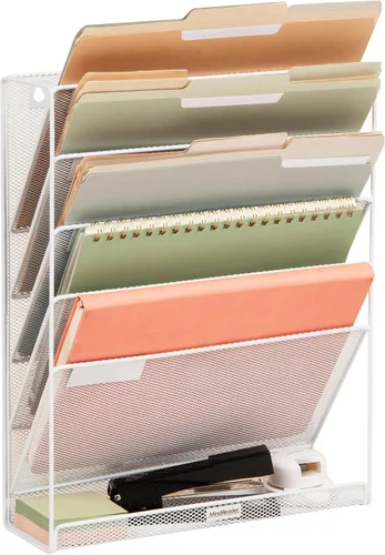 Miniatura 10 de Mind Reader MAGSTACK Soporte apilado para documentos montado en la pared, papel, bandeja de archivos, organizador de oficina, 6 compartimentos, Negro