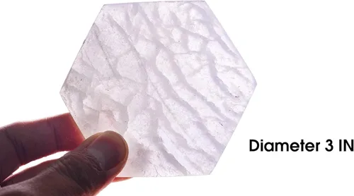 Miniatura 2 de AMOYSTONE 4 posavasos hexagonales pequeños de selenita marroquí y estación de carga de Reiki, placa de cristal plana/bandeja para equilibrio
