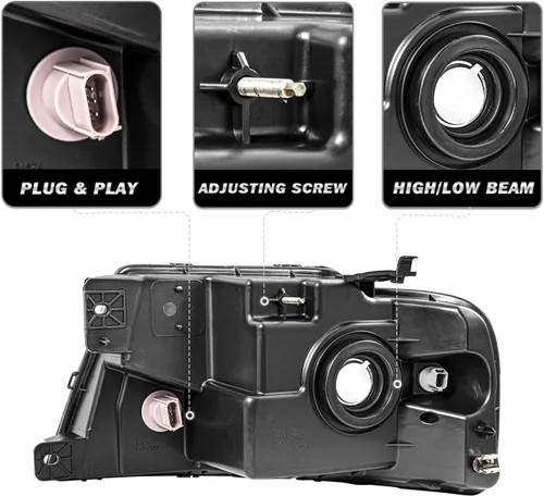 Miniatura 3 de SOCKIR Conjunto de faros delanteros con bombillas compatibles con Ford F150 Pickup 2004-2008/Lincoln Mark LT 2006-2008 para el lado del pasajero