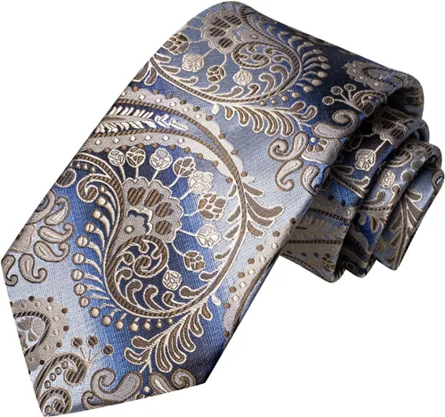 Miniatura 73 de Hi-Tie Corbatas de seda para hombre, diseño de cachemira a rayas, con bolsillo, gemelos cuadrados, conjunto formal de negocios