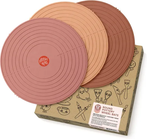 Miniatura 9 de Pottery Head Bates de cerámica para rueda de cerámica – 1 bate de rueda de cerámica redondo de 12 pulgadas con líneas de guía – Herramientas