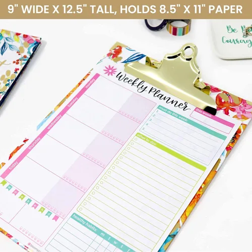 Miniatura 4 de bloom daily planners Portapapeles tamaño carta – Estándar A4 (9 pulgadas de ancho x 12.5 pulgadas de alto) bonito tablero decorativo para Flores