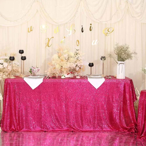 Miniatura 12 de SquarePie Mantel de lentejuelas de 60 x 102 pulgadas, azul bebé brillante, mantel de mesa para bodas y fiestas