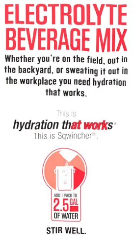 Miniatura 3 de Sqwincher Paquete de polvo, sabor a ponche de frutas, bajo en calorías, bajo en sodio, mezcla de bebidas hidratantes para reposición