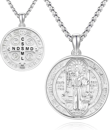 Collar de plata de ley 925 con medalla de San Patrón, colgante de protección católica, amuleto, joyería religiosa para hombres y mujeres
