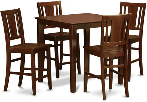 Miniatura 23 de HomeStock Juego de mesa de cocina de 5 piezas para 4 personas, incluye una mesa de comedor rectangular con hojas y 4 sillas Parson de tela de lino