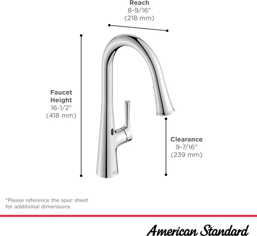 Miniatura 5 de American Standard 7441300.GN0 Southport Grifo de cocina desplegable con pulverizador, 1.8 GPM, grifos de cocina con pulverizador extraíble, oro Oro