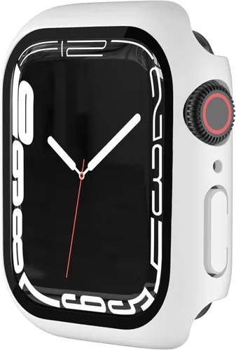 Miniatura 14 de Estuche duro mate para Apple Watch Series 7 8 9 41mm, protector de pantalla de vidrio templado, estuche con cobertura completa, amortiguador a Negro