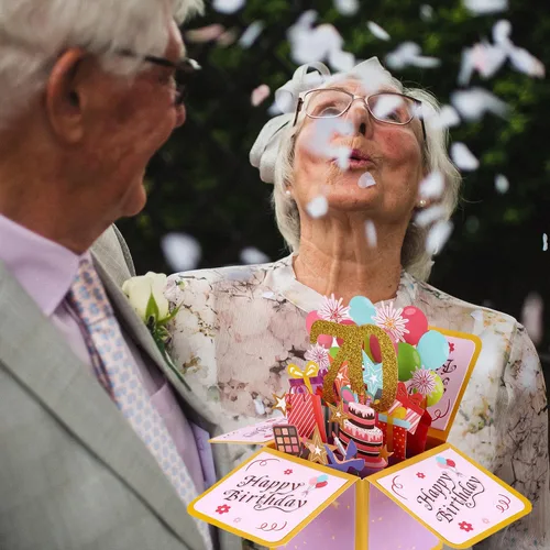 Miniatura 6 de PEUTIER Tarjeta desplegable de feliz cumpleaños, tarjeta creativa de cumpleaños 3D con sobre clásico y nota de escritura, caja desplegable de feliz