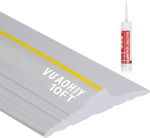 Miniatura 12 de Tira de goma universal para puerta de garaje con adhesivos, repuesto de burletes resistentes a la intemperie (16 pies, gris)
