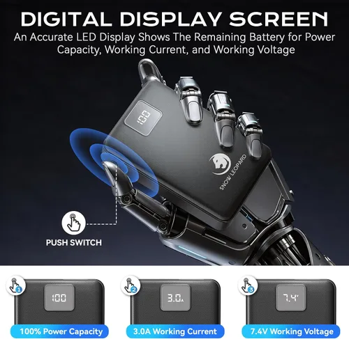 Miniatura 9 de SNOW LEOPARD Paquete de Batería para Chaleco Calefactable 7.4v 16000mah Banco de Energía para Chaqueta Calefactable con Pantalla LED Paquete