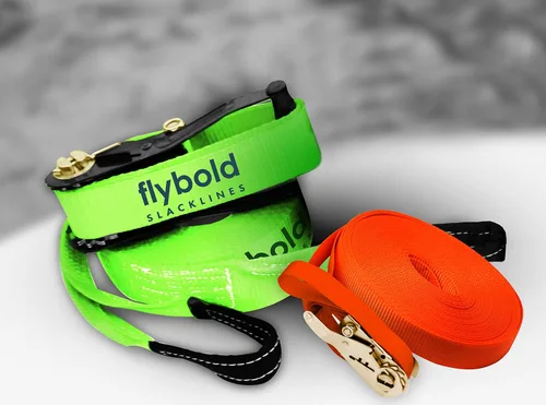 Miniatura 3 de flybold Kit de Slackline para niños y adultos - Cuerda de equilibrio de 57 pies con línea de entrenamiento, protectores de árboles, entrenador