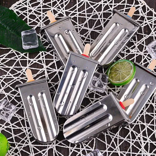 Miniatura 5 de 6PCS Stainless Steel Ice Lolly Mould, Fast Freezing Ice Cream Makers with Metal Stick Holder, Kitchen Tools