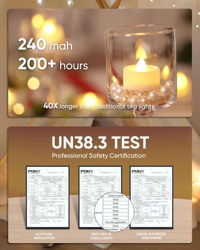 Miniatura 6 de Homemory - Paquete de 12 velas votivas LED sin llama, velas de té que funcionan con pilas, más de 200 horas de velas eléctricas falsas, TeaLights