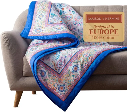Miniatura 37 de Maison d' Hermine Manta para sofá, ligera y suave, cálida y transpirable, de algodón, para cama, para niñas, niños, mujeres, hombres, regalos, sofá
