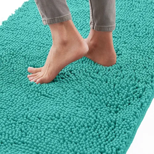 Miniatura 83 de Gorilla Grip - Tapete de baño afelpado, absorbente, peludo, de felpilla, para base de inodoro cuadrada, reverso de goma, suave, de microfibra, claro
