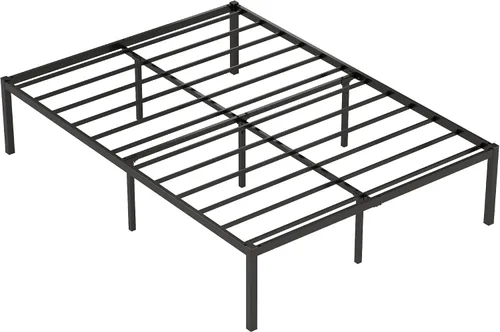 Miniatura 7 de Weehom Marco de cama de tamaño matrimonial de 16 pulgadas, plataforma de metal, no necesita somier, base de colchón, soporte de listones de acero