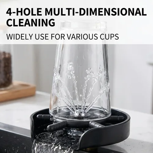 Miniatura 3 de Yosoo Health Gear Piezas de enjuague de vidrio Bar Enjuagador de vidrio Cabeza de grifo Limpiador automático de la lavadora de tazas, Barra de acero