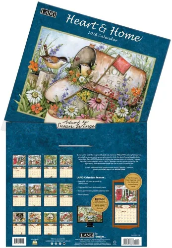 Miniatura 4 de Lang Heart & Home 2026 Calendario de pared – 34 cm × 30.5 cm, calendario de 12 meses con encuadernación grapada, arte en relieve de lino de Susan