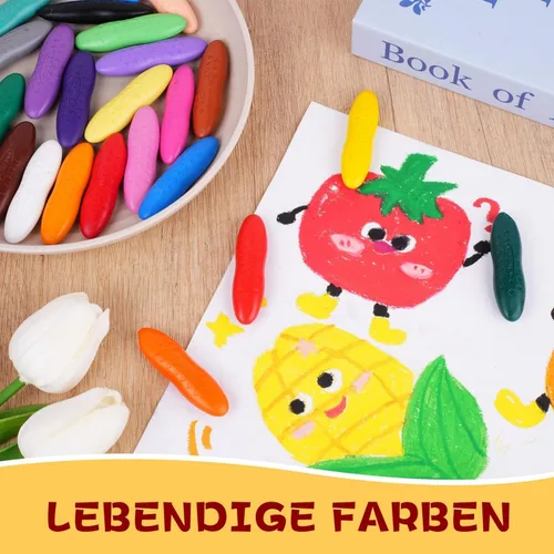 Miniatura 3 de YPLUS Crayones de maní para niños, 12 colores lavables para niños pequeños, crayón no tóxico para bebés de 2 a 4 años, 1-3, 4 a 8, suministros