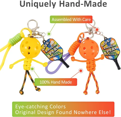 Miniatura 3 de 6 llaveros hechos a mano, regalos inspiradores para amantes del pickleball, mujeres y hombres, bonito diseño único en 6