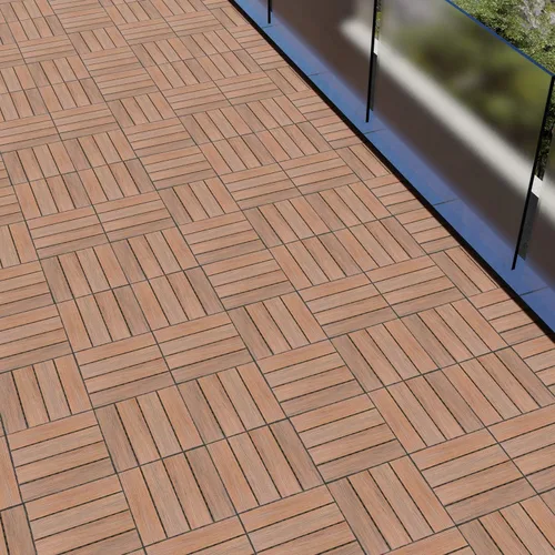 Miniatura 9 de SunnyRoyal Dect Tiles - Azulejos de madera maciza de teca maciza y fácil de instalar, azulejos entrelazados para patio en gris, paquete de 1