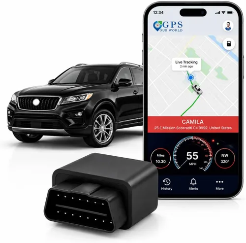Car GPS Tracker (OBD2 Plug & Play) - 3 meses de prueba gratuita, rastreador GPS en tiempo real para automóviles, 1 año de historial, alertas de
