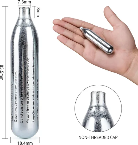 Miniatura 4 de Cartuchos de CO2 de 8 gramos / 12 gramos / 88 gramos para Paintball - Cartuchos de CO2 para Airsoft, Pistola de Aire, Pistola de Pimienta P2P HDP 50