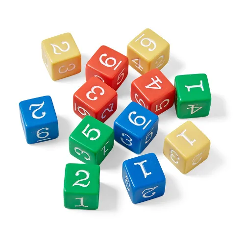 Miniatura 3 de hand2mind Dados de plástico con números de color de 3/4 pulgadas (juego de 12)