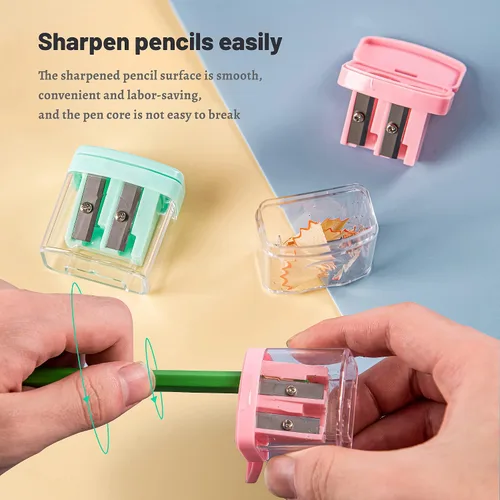 Miniatura 6 de Golcellia 4 sacapuntas pequeños manuales para niños, coloreados, sacapuntas de mano, aula
