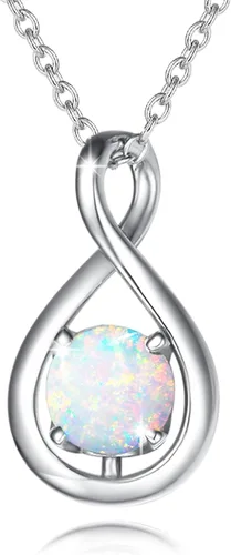 FANCIME - Joyería de plata de ley 925 con topacio citrino creado simple solitario con un colgante de infinito de cumpleaños y aniversario de Navidad