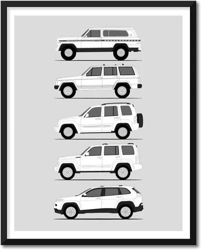 Miniatura 11 de Idea Network Póster hecho a mano compatible con Jeep Wrangler Generations (Yj, Tj, Jk, Jl), arte de pared impreso hecho a mano con las generaciones