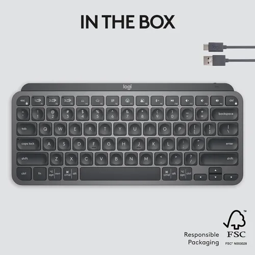 Miniatura 12 de Logitech MX Keys Mini - Teclado minimalista, iluminado, inalámbrico, compacto, con Bluetooth, retroiluminación, USB-C, compatible con Apple macOS