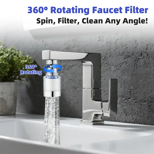 Miniatura 4 de Paquete de 2 grifos de filtro de agua para fregadero, filtro universal giratorio de 360°, filtro de agua para grifo de cocina, elimina el fluoruro
