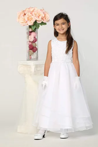 Miniatura 7 de Vestidos de Primera Comunión para Niñas 7-16 Vestido de Santa Comunión Blanco Vestidos de Primera Comunión para Niñas Plus