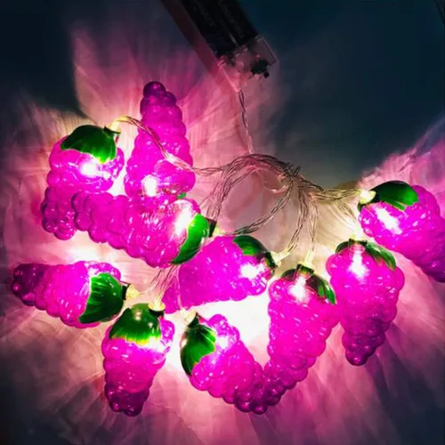 Miniatura 3 de Guirnalda de luces de frutas alimentadas por pilas, lámpara de iluminación para interiores y exteriores, fresa, uva, sandía, limón/plátano