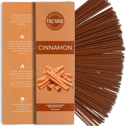 Varitas de incienso de canela, paquete de 100 varillas de incienso, Incienso de Canela, hechas con ingredientes naturales de aroma, insense