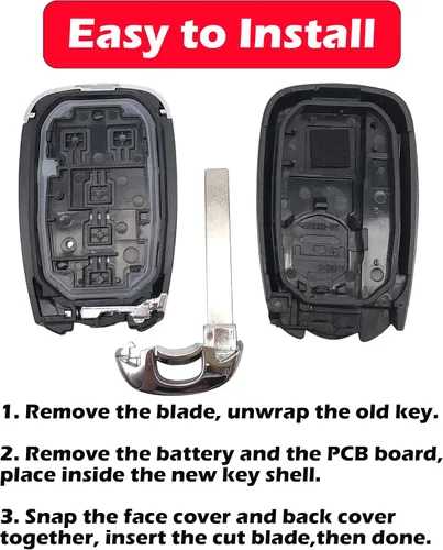 Miniatura 6 de Funda para llavero con batería, Alliskeys Funda de reemplazo para llave inteligente de 5 botones para Chevrolet Equinox Traverse Blazer Chevy SUV