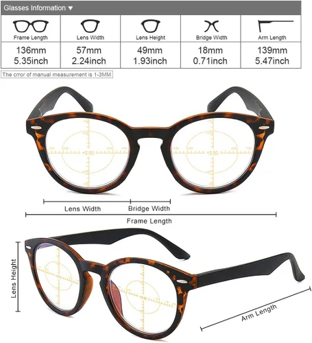 Miniatura 2 de Gafas de lectura multifocales progresivas de enfoque de anillo de 360 ° con bisagra de resorte, lentes presbípicos con bloqueo de luz azul