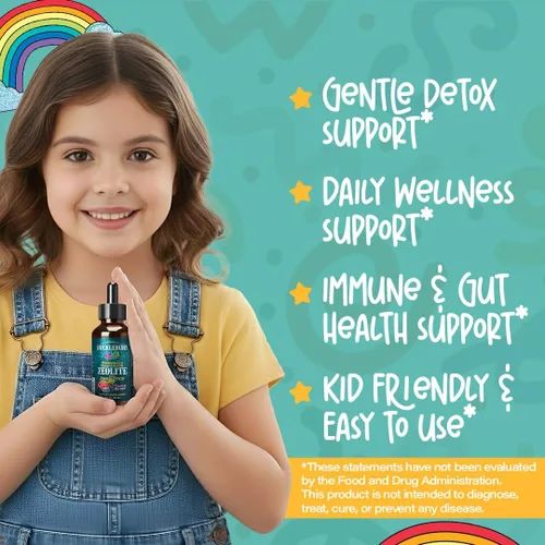Miniatura 2 de BUCKLEBURY Desintoxicación líquida de zeolita para niños con probióticos, probióticos naturales sin azúcar con sabor a bayas para niños