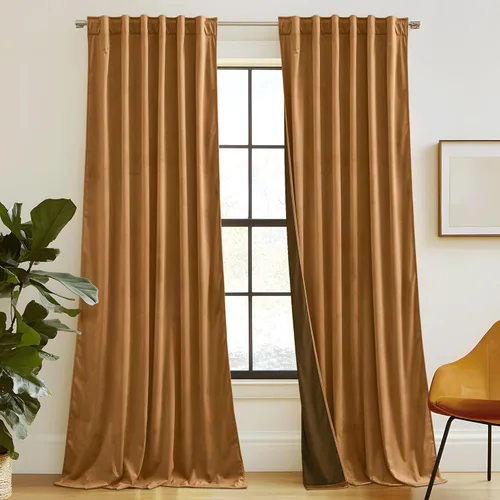 Miniatura 29 de RYB HOME - Cortinas de terciopelo beige, cortinas decorativas resistentes con pestaña trasera, cubierta de privacidad para oscurecer habitación