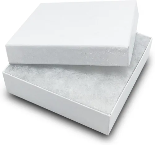Miniatura 3 de TheDisplayGuys - Caja de regalo de papel de cartón relleno de algodón #33, color blanco remolino (3.6 x 3.6 x 1.1)
