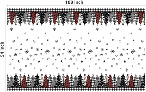 Miniatura 6 de Horaldaily 1 paquete de mantel desechable de Navidad, cubierta de mesa rectangular de plástico con árboles de nieve para decoración de fiesta