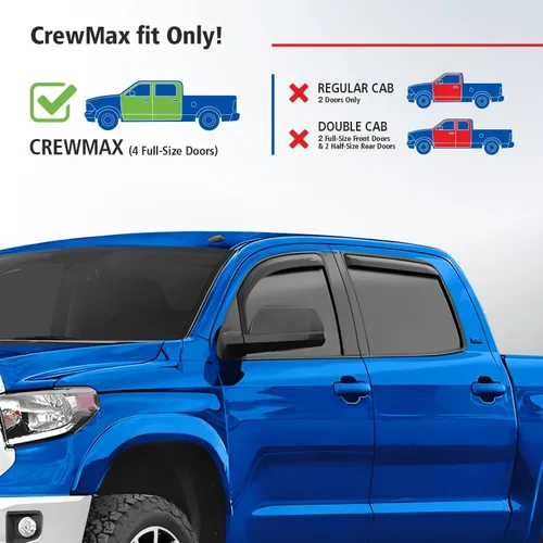 Miniatura 3 de Goodyear Deflectores de ventana inastillables en el canal para Toyota Tundra 2007-2021 CrewMax, protectores de lluvia, viseras de ventana para Para