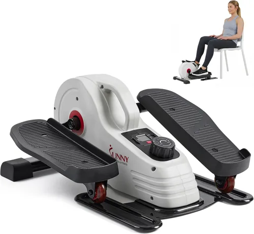 Miniatura 3 de Sunny Health & Fitness Under Desk Pedal Elliptical Machine, Adjustable Resistance Leg Exerciser Office Home Workout While Sitting for Seniors Blanco