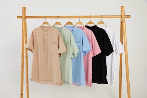 Miniatura 9 de Enjoybuy Men's Linen Henley Shirts Summer Beach Short Sleeve Loose Fit T Shirt Button Up Lightweight Casual Tops
