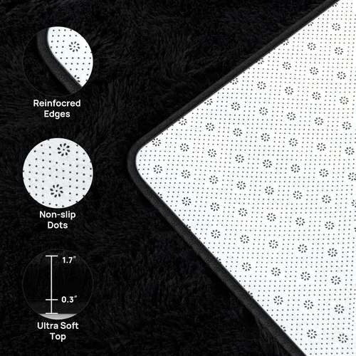 Miniatura 4 de Deerhoo Alfombra de Área Shag, 4 X 6 Alfombras de Felpa Suaves para Sala de Estar, Alfombra Ultra Suave Esponjosa y Peluda para Dormitorio, Alfombra