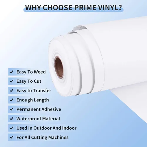 Miniatura 3 de Prime Vinyl - Vinilo permanente adhesivo blanco brillante para todas las máquinas de corte, 12" x 55 pies, vinilo permanente para exteriores